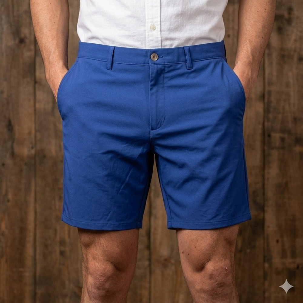 johnnie-O Jupiter Shorts Mens 38 Lake Blue Performance Cotton Nylon JMSH2280